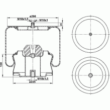 Air spring, rolling bellows, complete